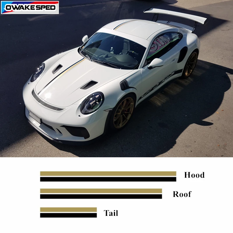 Для Porsche 911 718 Boxster Carrera гоночные спортивные полосы наклейки на капот автомобиля