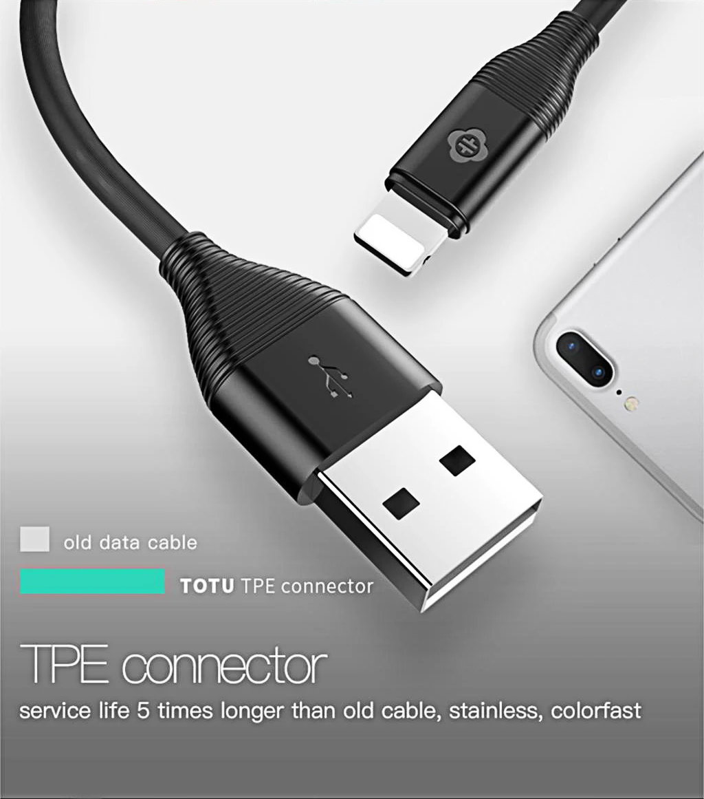 TOTU USB кабель для передачи данных и зарядки для Lightning iPhone X 8 7 6 6s s Plus 5 кабели для быстрой зарядки короткий длинный шнур для мобильного телефона