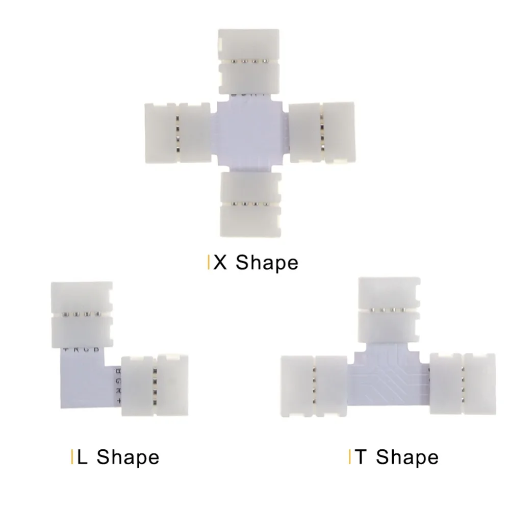 Разъем для светодиодной ленты 5 шт. 10 мм 4-контактный 5-контактный разъем для 5050 RGB светодиодный светильник l-образный Т-образный Х-образный