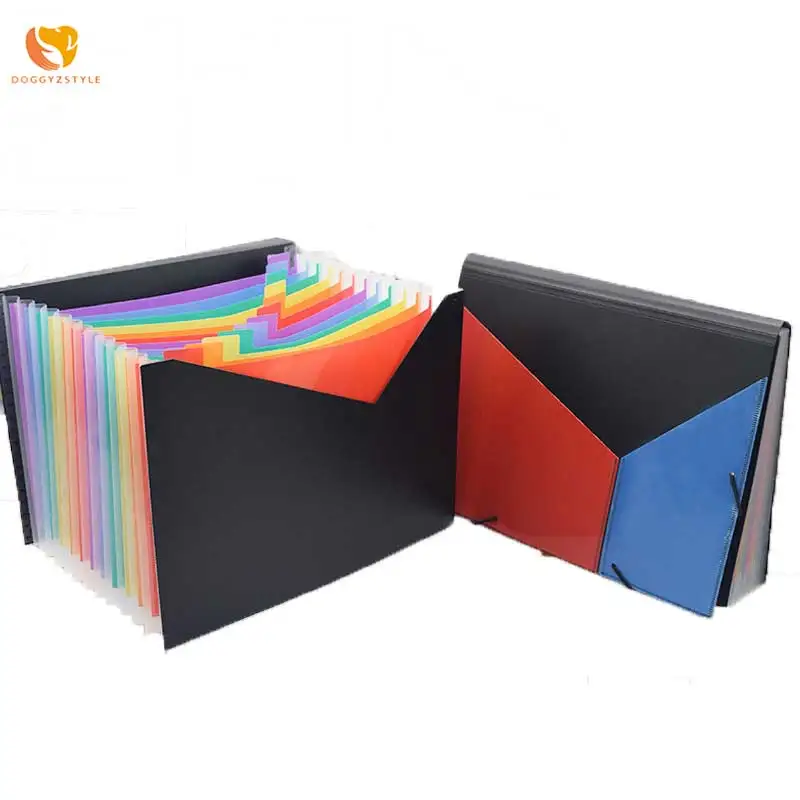 24 Pockets Rainbow File Folder Accordion A4 Document Expanding Bag