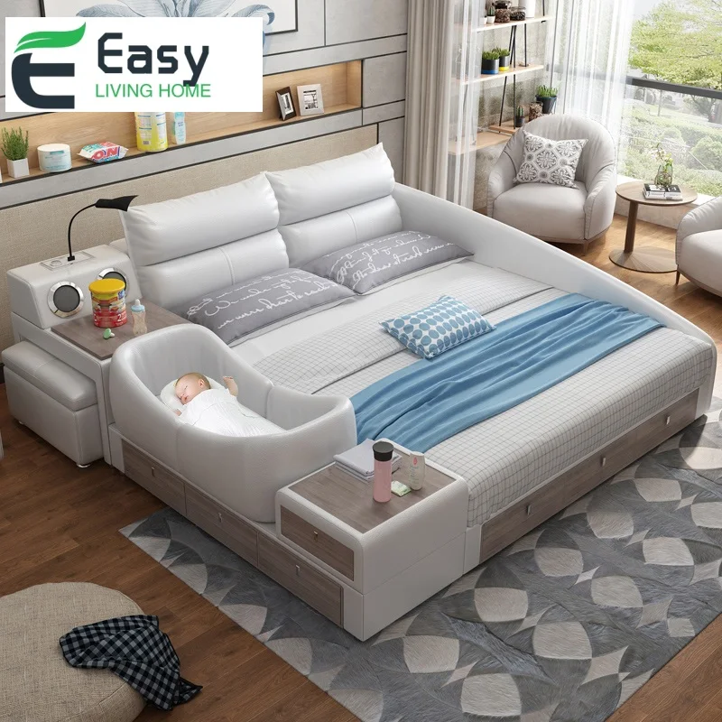 Easyliving дома натуральная кожа многофункциональная кровать с Детская кроватка