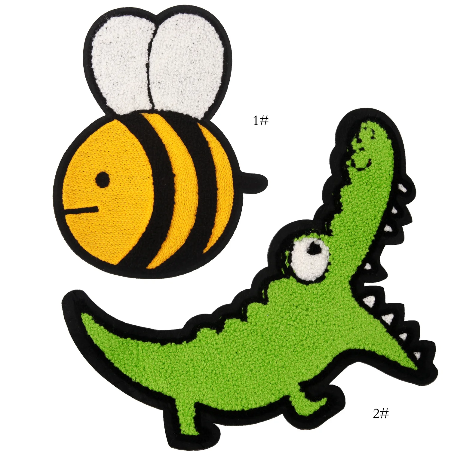 

GUGUTREE towel embroidery big bee patches crocodile patches badges applique patches for clothing JW-80