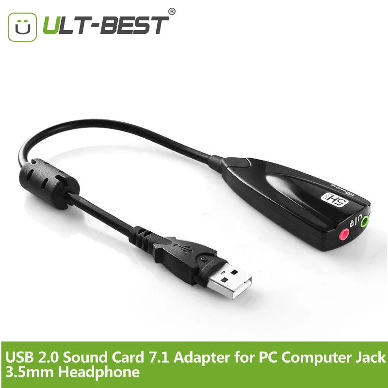 ULT-BEST USB 2,0 Звуковая карта 7,1 адаптер для ПК компьютерный разъем 3,5 мм наушники гарнитура микрофон адаптер кабель аудио микрофон