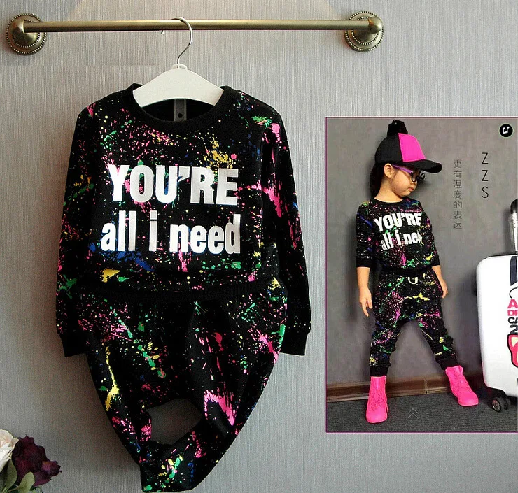 

Oklady 2PCS tops+pants Toddler girl clothing colorful printing girls clothes tracksuit baby girls kids clothes