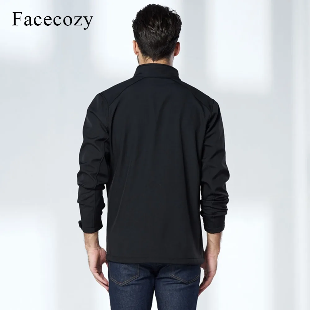 Мужская Флисовая Куртка Facecozy однотонная ветрозащитная куртка с флисовой