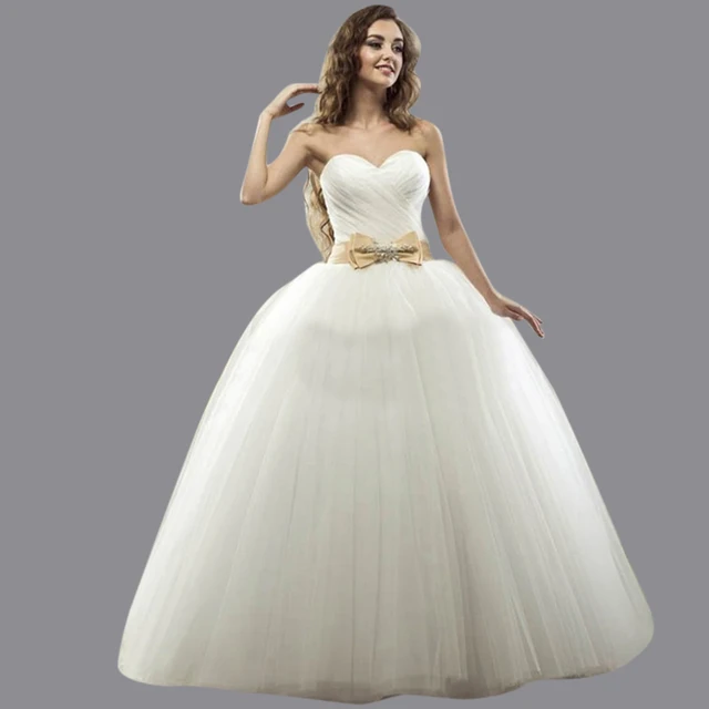 Puffy Bride Dresses Ball Gown Sweetheart Corset Back Floor Length