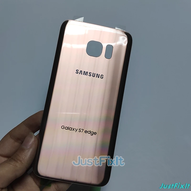 Для SAMSUNG Galaxy S7 edge G935F Задняя крышка батареи задняя крышка стекло Корпус чехол замена крышка батареи - Цвет: pink