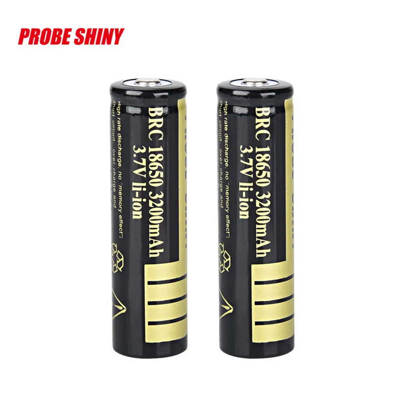2pcs 18650 3200mAh 3.7v Li ion BRC Rechargeable Battery For LED