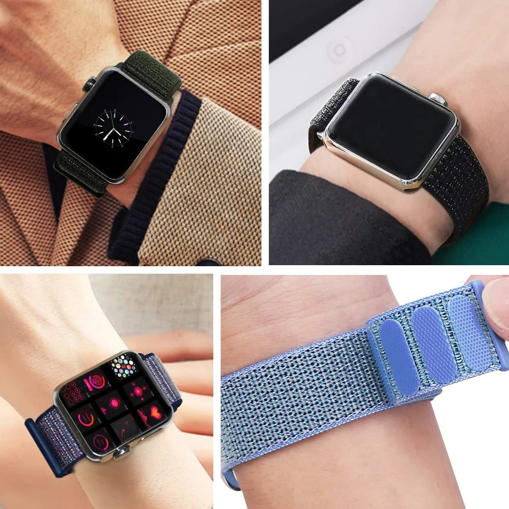Нейлоновый ремешок для Apple Watch band 4 44 мм 40 iWatch 42 38 Спортивная Петля Браслет watch 3 2 1