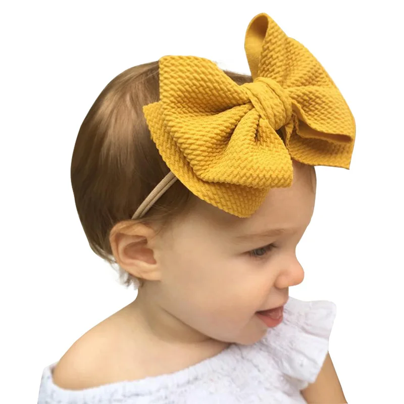 Messy bow Nylon headband Yellow