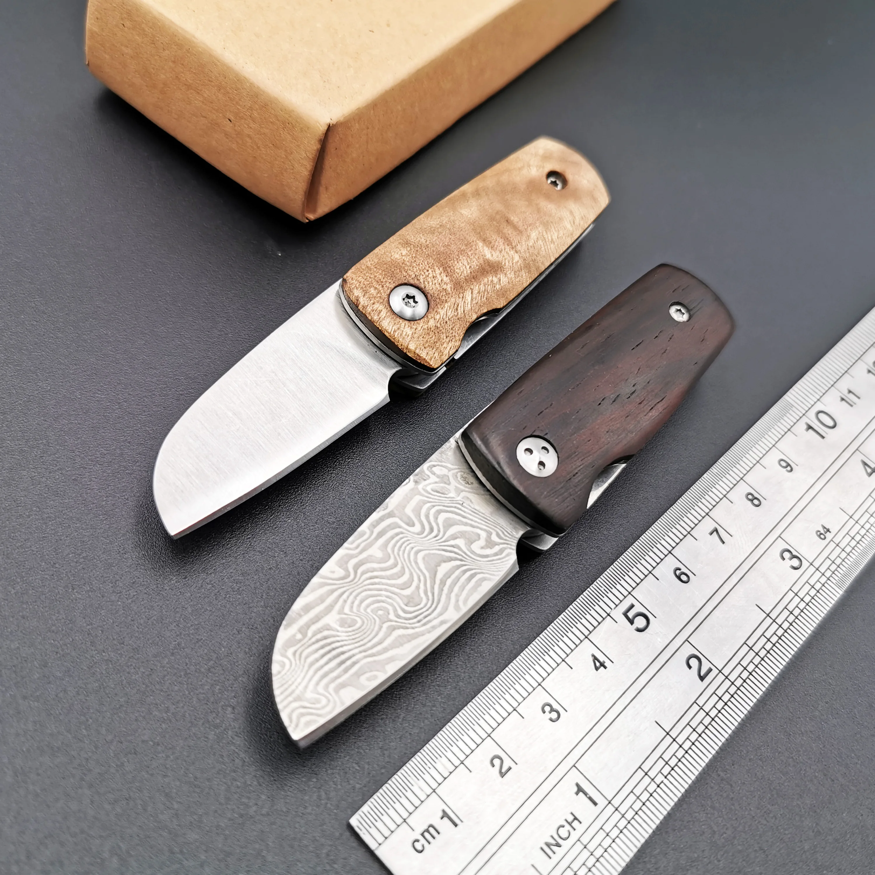 

Handmade Mini Folding Knife Damascus / D2 Blade Wood Handle Outdoor Camping Survival Diving Knive Hunting High Quality EDC Tool