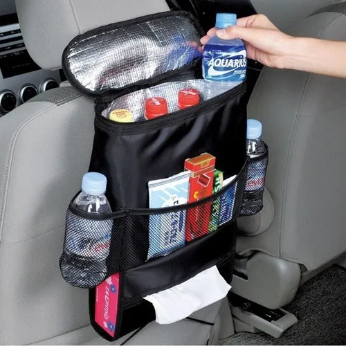 Детская Крышка для бутылочки для кормления держатель многофункциональный автомобильный органайзер для сидения Термосумка Mum Bag водонепроницаемые тканевые коробки коляска - Цвет: black