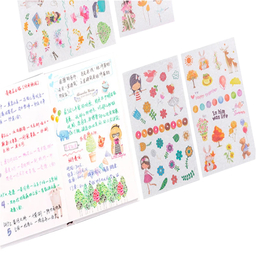 

6pcs/lot Lovely Small Fresh And Paper Stickers DIY Scrapbooking Transparent Pvc Stickers Diary Album Decoration Stationery