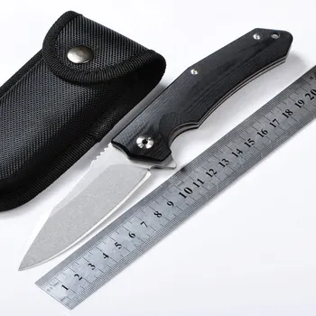 

VOLTRON V08 9Cr18Mov blade Stone Washed G10 handle bearing folding knife camping Hunting Survival Tactical knife EDC Multi tools