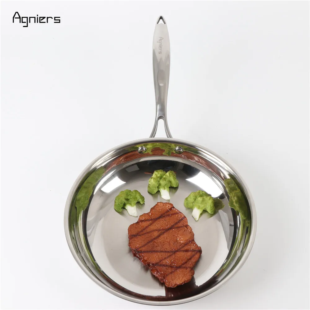 Agniers 28 см Многослойные Плакированные нержавеющая-Сталь 11-дюймовый сковороды край сковородки