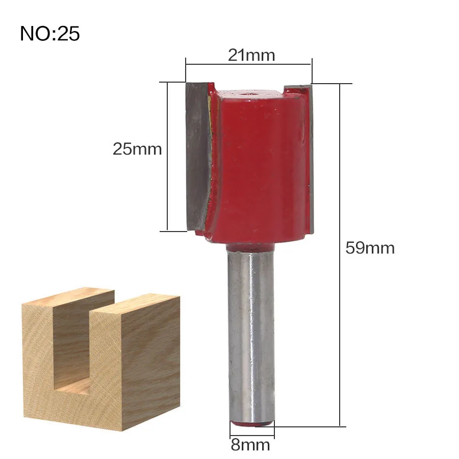 1 шт. 8 мм хвостовик древесины фрезы прямой концевой фрезы триммер очистки заподлицо отделка угловая круглая бухта коробка биты инструменты фрезерные Cutte - Длина режущей кромки: NO25