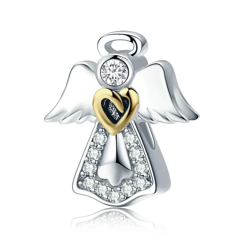 

QELROE 925 Sterling Silver Guardian Angel Charm Bracelets & Necklaces Beads fit Original Pandora Bracelet DIY Beads Jewelry