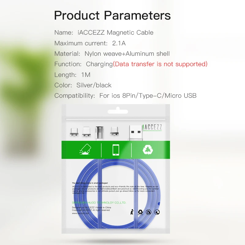 ! ACCEZZ Магнитный Usb зарядный кабель для IPhone 8 X XR XS MAX Micro usb type C Магнитная Зарядка samsung