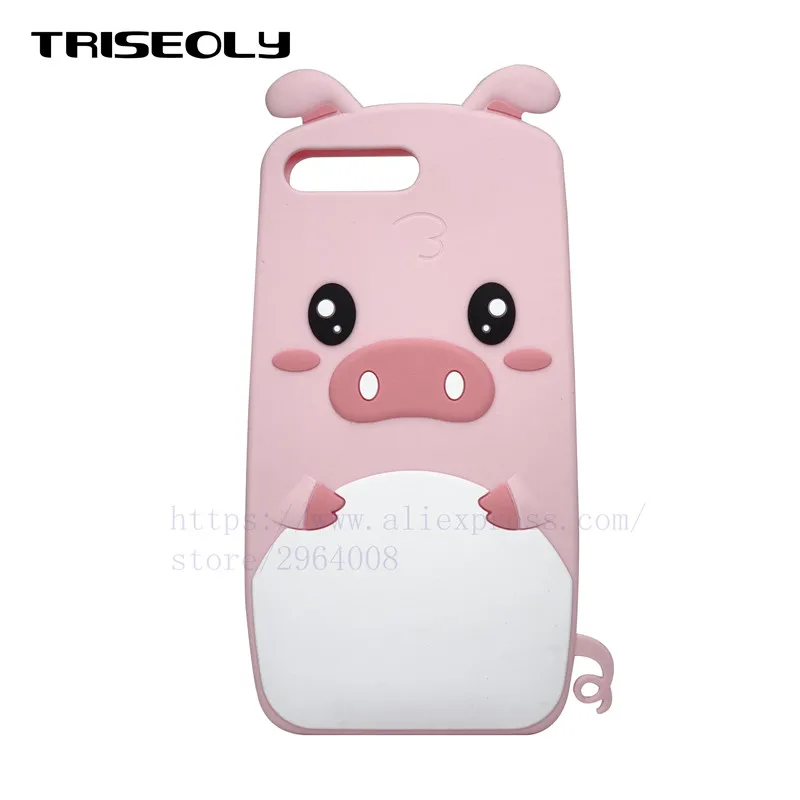 TRISEOLY Silicone Case For Huawei Y6 2018 Back Cover 3D Cartoon Pig HuaweiY6 5.7&quot ATU-L21 Coque | Мобильные телефоны и