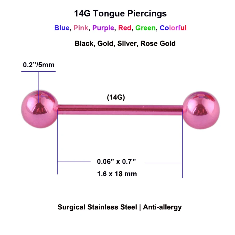 2 шт./партия 1,6x18 мм 14 г пирсинг-штанга для языка кольцо-пирсинг в язык ниппель кольцо Сексуальная Нержавеющая Сталь Ювелирные изделия Спираль пирсинг серьги 14 г