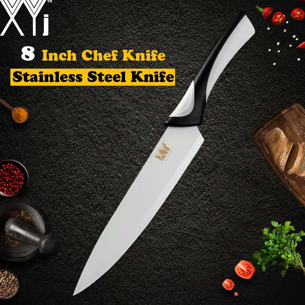 XYj 6 шт. набор ножей из нержавеющей стали 8 ''7'' 5 ''3,5'' красочные острые тонкие лезвия удобная ручка ножи для приготовления пищи Кухонные гаджеты - Цвет: B.8 chef knife