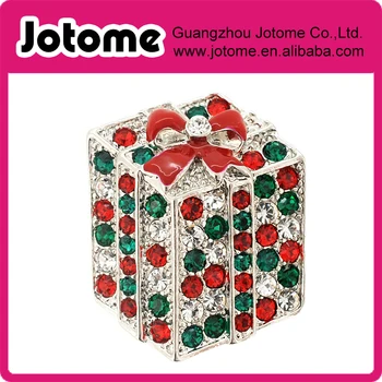 

Multicolor Crystal Gift Box Pin Brooch 0.875 x 1.125 inches