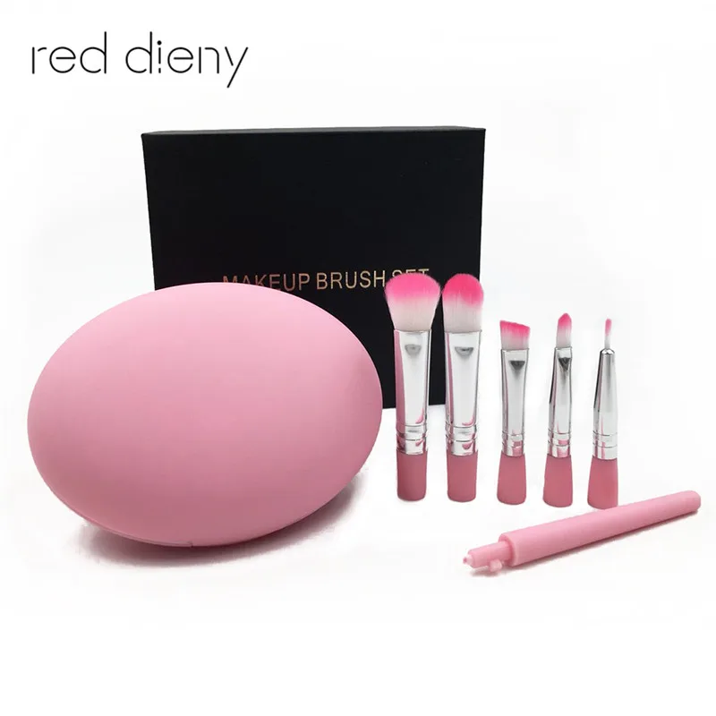 

5pcs Collapsible Makeup Brushes Set Powder Foundation Eyeshadow Make Up Brushes Cosmetics Soft Synthetic Hair With Case
