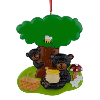 

Resin Glossy Playing Black Bears Personalized Christmas Ornaments Used For Holiday Keepsake Gifts and Home Decor