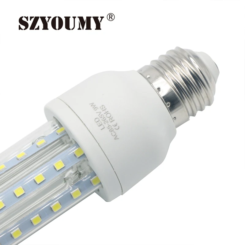 SZYOUMY u-образный Светодиодный лампочки 3 Вт 5 Вт 7 Вт 9 Вт 12 Вт E27 светодиодный Светодиодная лампа-кукуруза AC85 ~ 265 V SMD2835 360 градусов