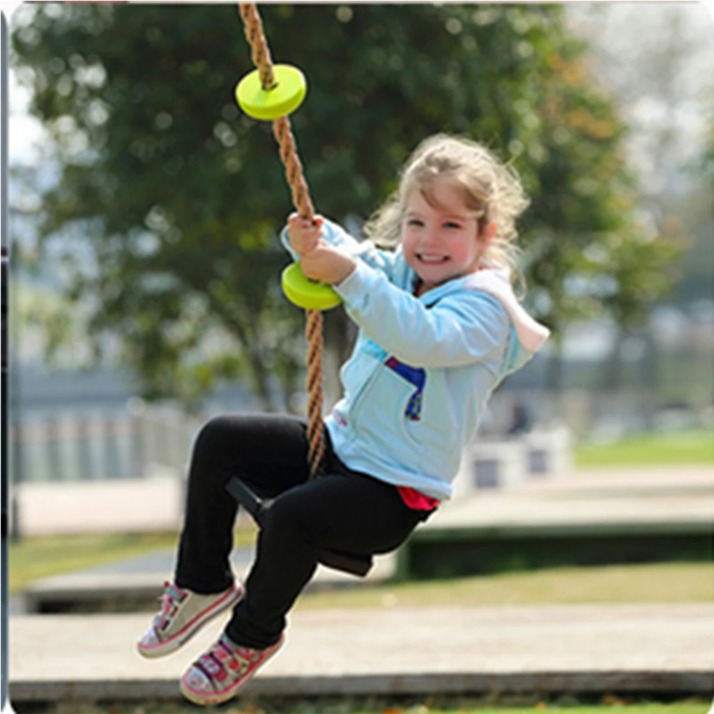 Kids Outdoor Funny Gymnastic Tree Swing Climbing Rope with Disc Seat Antiskid Platforms for Kids Playground Toys Accessories
