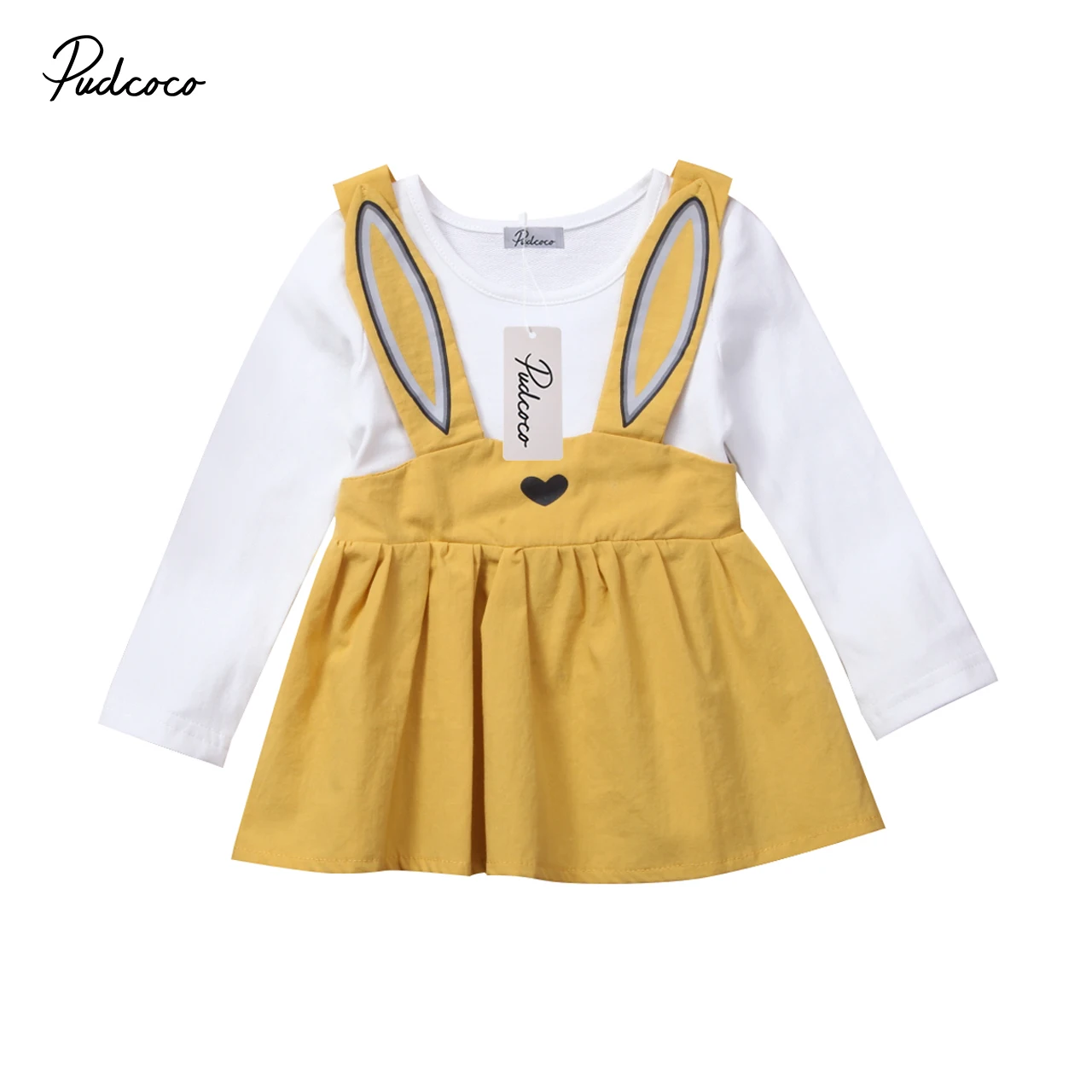 

Lovely Kids baby girl clothes Cartoon Rabbit Full Sleeve Cotton Dresses Outfits 3M-3Y Easter Costume