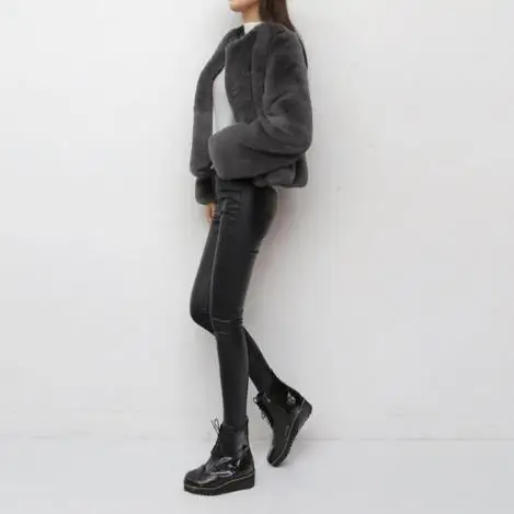 gris Épaississent Faux Fluffy Lapin Surdimensionné Vison De 2018 Manteaux Vestes G484 Survêtement Moelleux Manteau D'hiver Femmes Rétro Fourrure Noir fPSUq1xHw