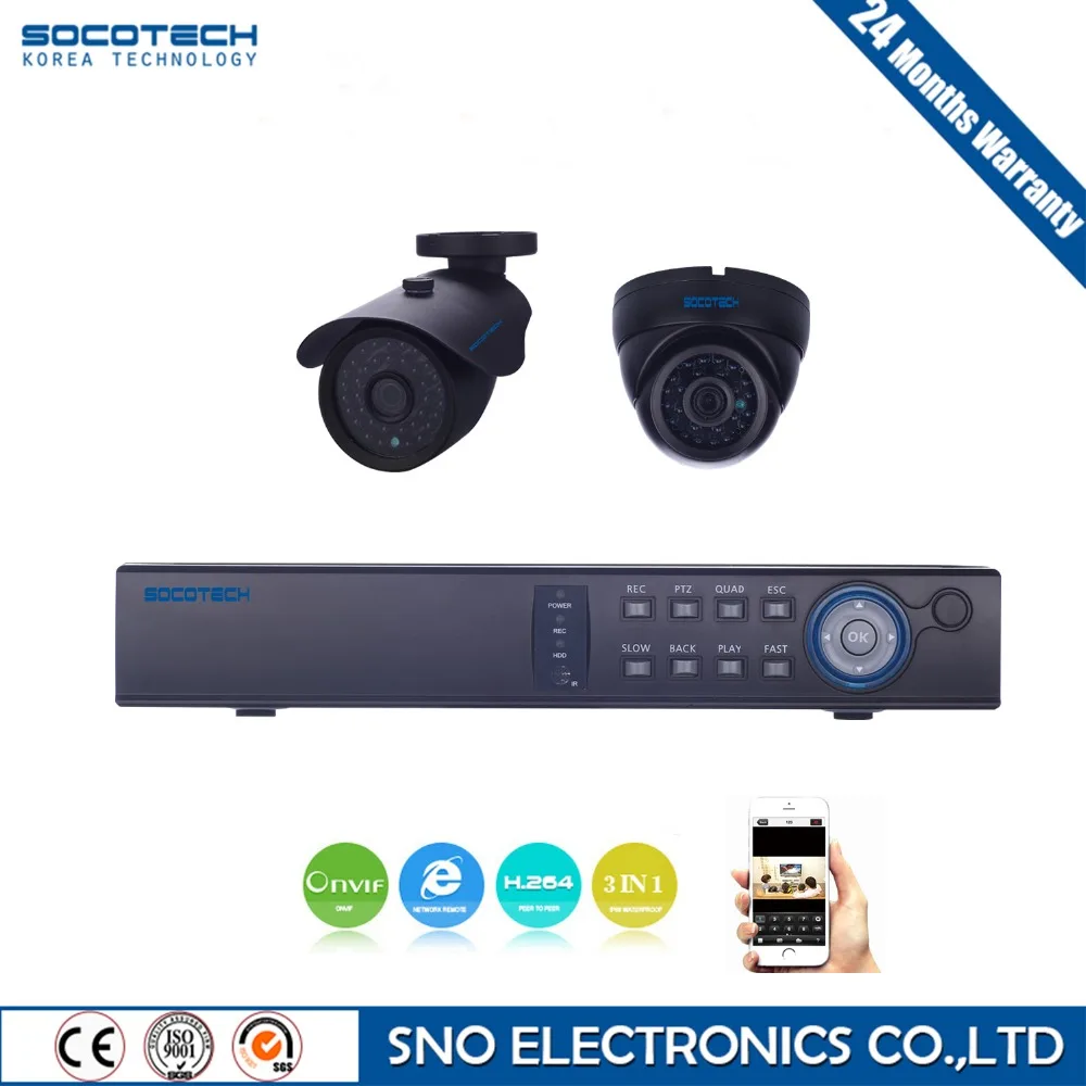 Socotech 2CH AHD CCTV Системы 4 канала DVR видеонаблюдения S 1080N Водонепроницаемый Ночное