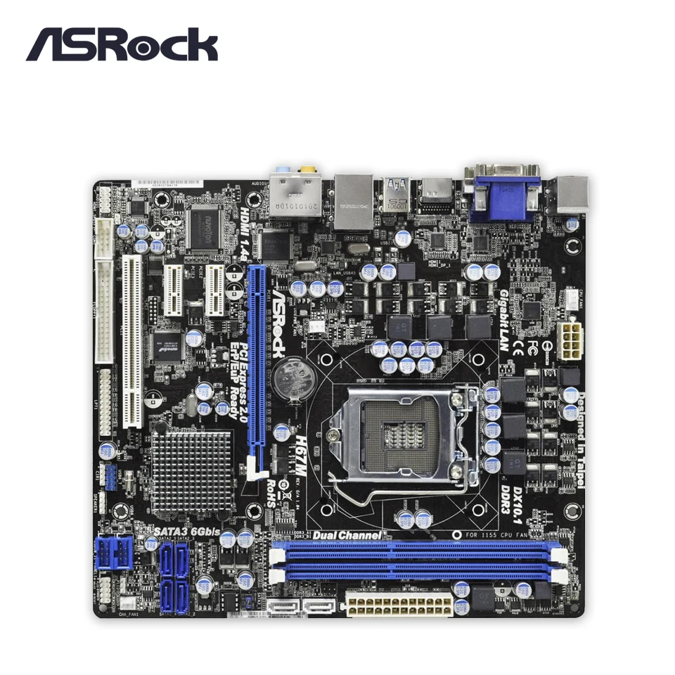 

Asrock H67M Desktop Motherboard H67 Socket LGA 1155 i3 i5 i7 DDR3 16G USB3.0 Micro-ATX