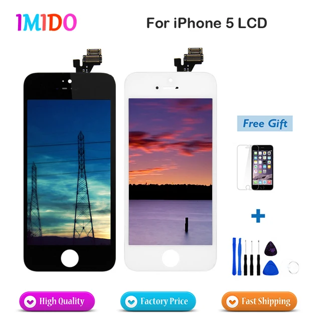 

For iphone 5 lcd 5 PCS High Screen All Tested AAA Quality Lcd Display black and white color Fast Shipping
