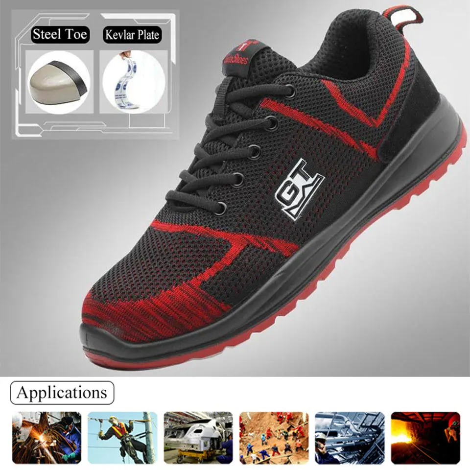 الرجال حذاء امن للعمل الصلب اصبع القدم في الهواء الطلق البولي يوريثين باطن ارتداء مقاومة T118P البناء الصناعي ثقب برهان الأحذية