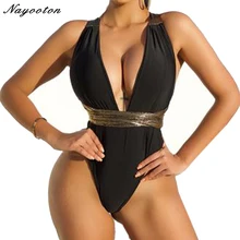 Комбинация, эротическая одежда, ретро Однотонная одежда Модный Купальник летняя глубокий купальные костюмы V-Neck женское Монокини купальник-бандо с высоким вырезом купальные костюмы