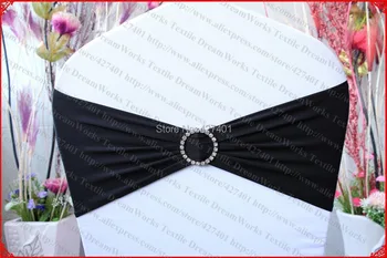 

Black Single Layer Spandex/Lycra/Expand Band/Chair Covers With Round Diamond Buckle For Wedding Party Banquet Decorations