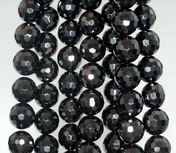 

8mm Black Jet Gemstone Micro Faceted Round Loose Beads 16 inch Full Strand (90186943-826)