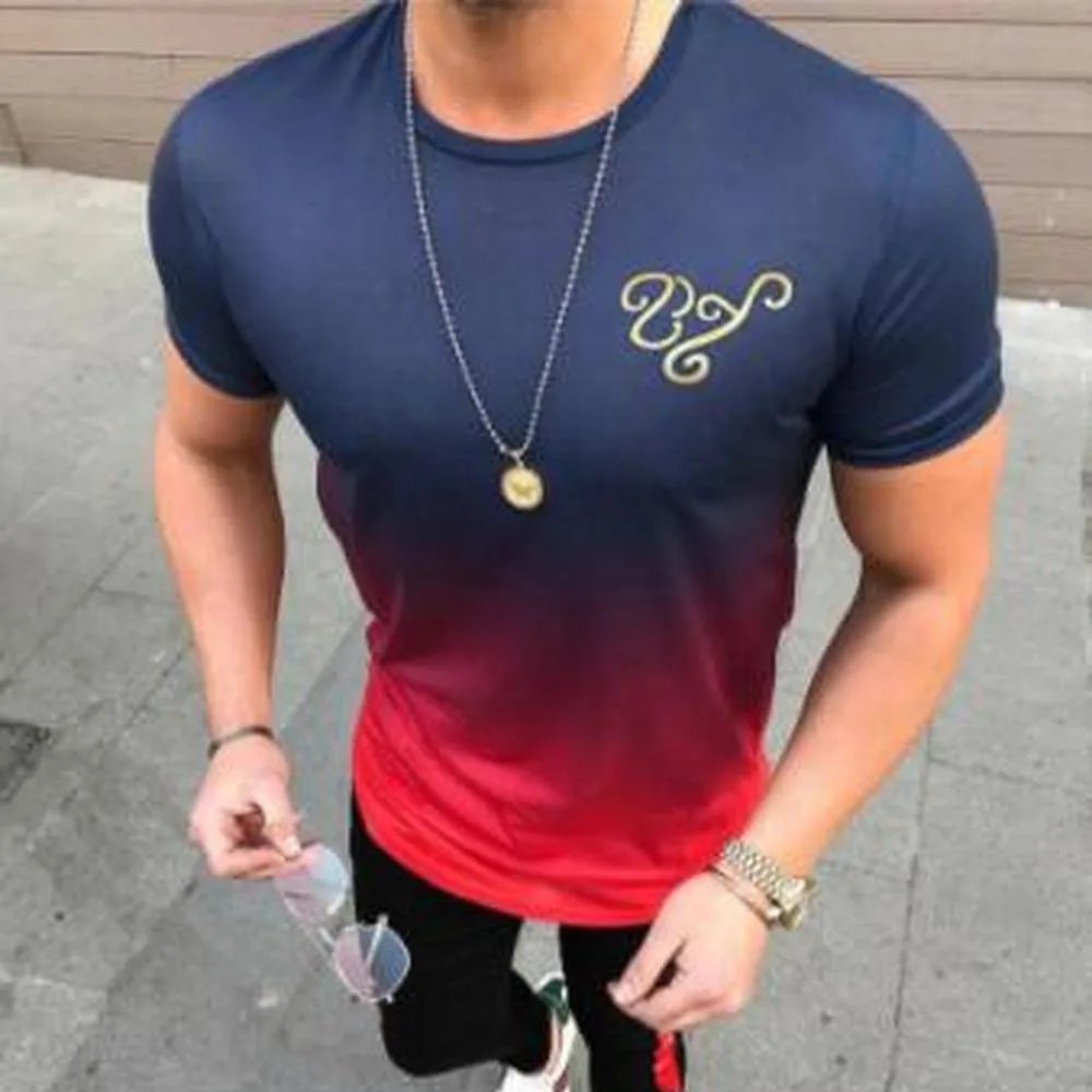 

ZOGAA Fashion Men's Casual T-shirts Short Sleeve Gradient Color O-neck T-shirt for Men Clothes 2018 Brand New Men's Tee
