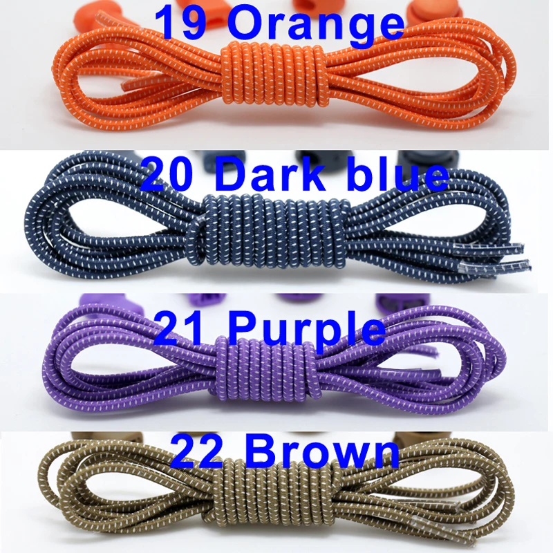 JUP 4 Pair Boy Girl Sport Fitness Lace 22Colors Lock Shoes Lace-up Elastic Sneakers Lazy Laces Shoes Trings Round Racing Jogging