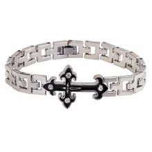 Druzy Винтажный панк христианский крест серебряный цвет цепи браслеты для мужчин качество браслет женщин ювелирные изделия подарок свадебные аксессуары