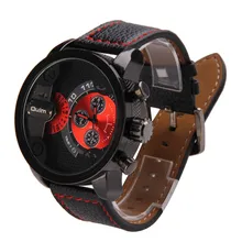 Nouvelle Arrivée Grand Cadran Rond Dual Time En Cuir PU Femmes hommes montre À Quartz Occasionnel de Montre Montres 3 Couleurs