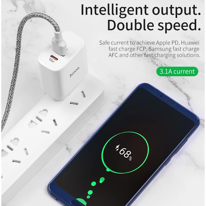 Зарядное устройство HOCO USB быстрое зарядное PD QC4.0 QC 3 0 EU US UK Type C для iPhone 11 Pro Max X Xiaomi
