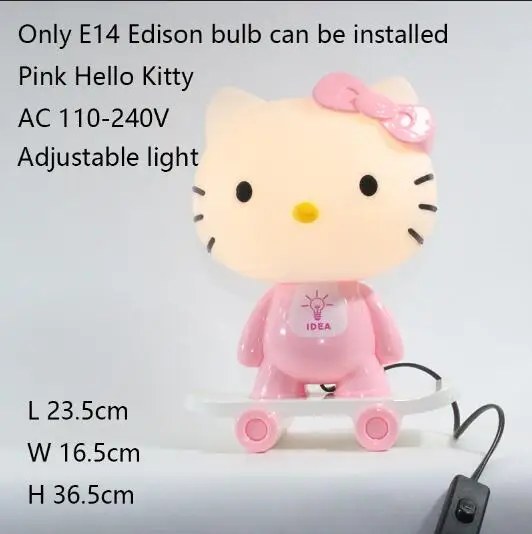 Современный мультфильм hello kitty Кролик креативные настольные лампы E14 220 V 2 цвета настольная лампа для кухни ресторана прикроватная Спальня Кабинет - Цвет абажура: Hello Kitty