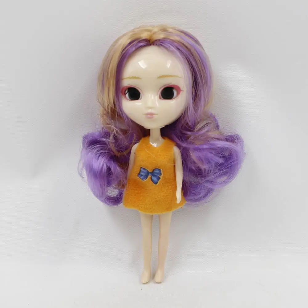 Мини кукла Pullip 11 см, как BJD кукла различные цвета волос прическа одежда случайный - Цвет: Сливовый