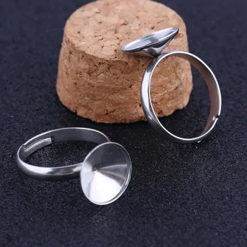 

onwear 10pcs stainless steel fit 12mm rivoli stone ring base settings diy blank bezel trays for jewelry rings making