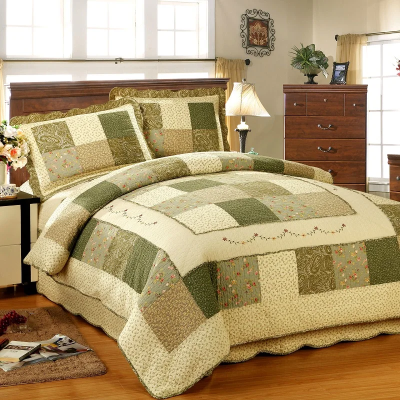 Pastoral Cotton Bedspread Quilt Set 3pcs Coverlet 4pcs bedding Europe Patchwork Quilts Duvet Cover Bed Pillowcase King Size