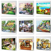 Картина маслом в рамке настенные картины для гостиной холст пасторальная цифровая живопись без украшения для дома