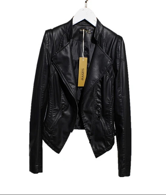 

Spring and Autumn New European and American Stand Collar Short Paragraph PU Women Leather Motorcycle Jacket Jacket